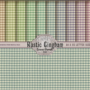 Gingham digitales Papier, Junk Journal druckbares, digitales Papier, rustikales Gingham Scrapbook Journal, Gingham Stoff digitaler Download