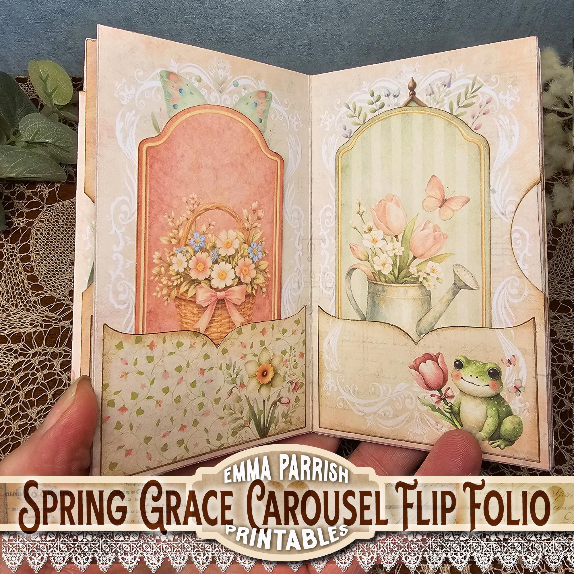 Junk Journal Printables Spring Kit – Carousel Flip Folio With Pockets ...