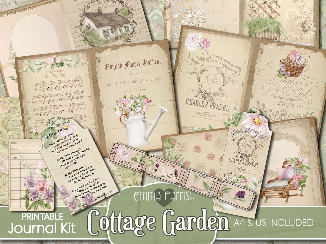 Cottage Garden Junk Journal Kit, Cottagecore Journal Printable Pages ...