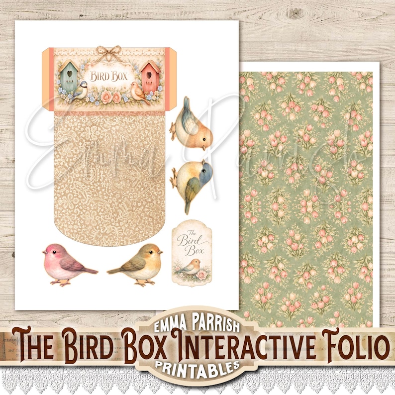 Bird Box Printable Junk Journal Kit, Interactive Folio Mini Album ...
