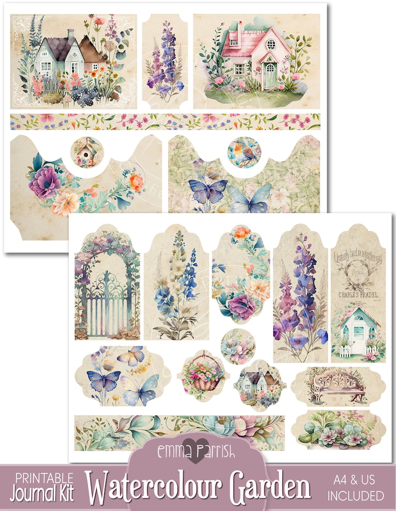 Cottage Garden Junk Journal Kit, Cottagecore Journal Printable Pages ...