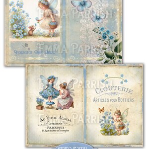 Vintage Forget Me Not Fairies Printable Kit, Whimsical Floral Fairy ...