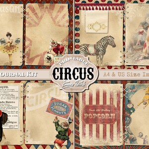 Vintage Circus Junk Journal Kit, Printable Circus Digital Paper Set, Shabby Circus Ephemera ...