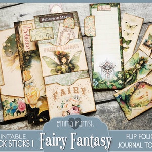 Fairy Printable Junk Journal Topper, Folio, Fairy Fantasy, Envelope, Tags, Cards, Vintage, Shabby, Fairies, Download, Scrapbook Collage