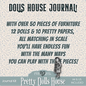 Pretty Dollhouse Journal Kit, Printable Dolls House Book, Paper Dolls ...