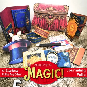 MAGIC! Printable Junk Journal Folio, 10 Interactive Papercraft Projects, 5 Working Magic Tricks, Papercraft, Cardmaking, Gothic Purse Folio