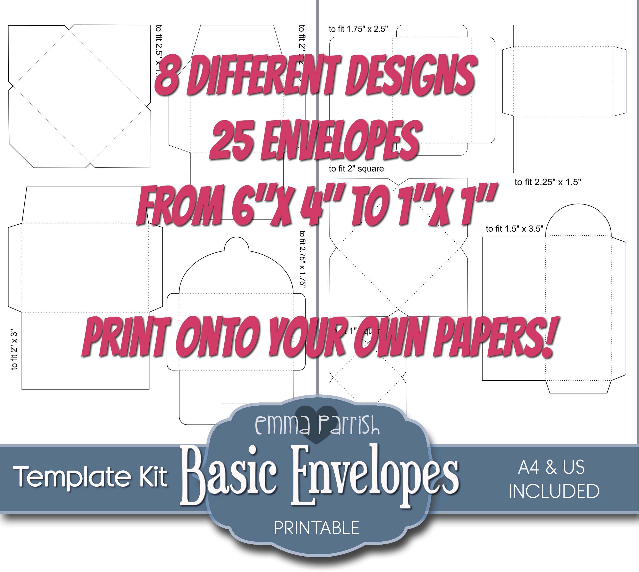 25 Printable Envelope Template Kit Junk Journal Ephemera Etsy UK