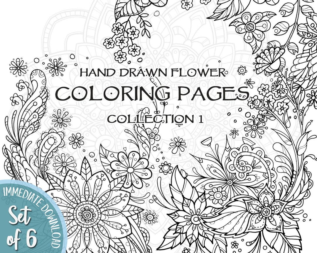 Adult Coloring Book Flower Colouring Pages Printable Digital - Etsy