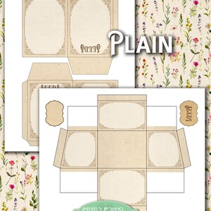 Seed Envelopes & Storage Box Printable, Junk Journal Ephemera Storage, Vegetable Herb Flower Seed Packet Organizer, Gardeners Gift image 5