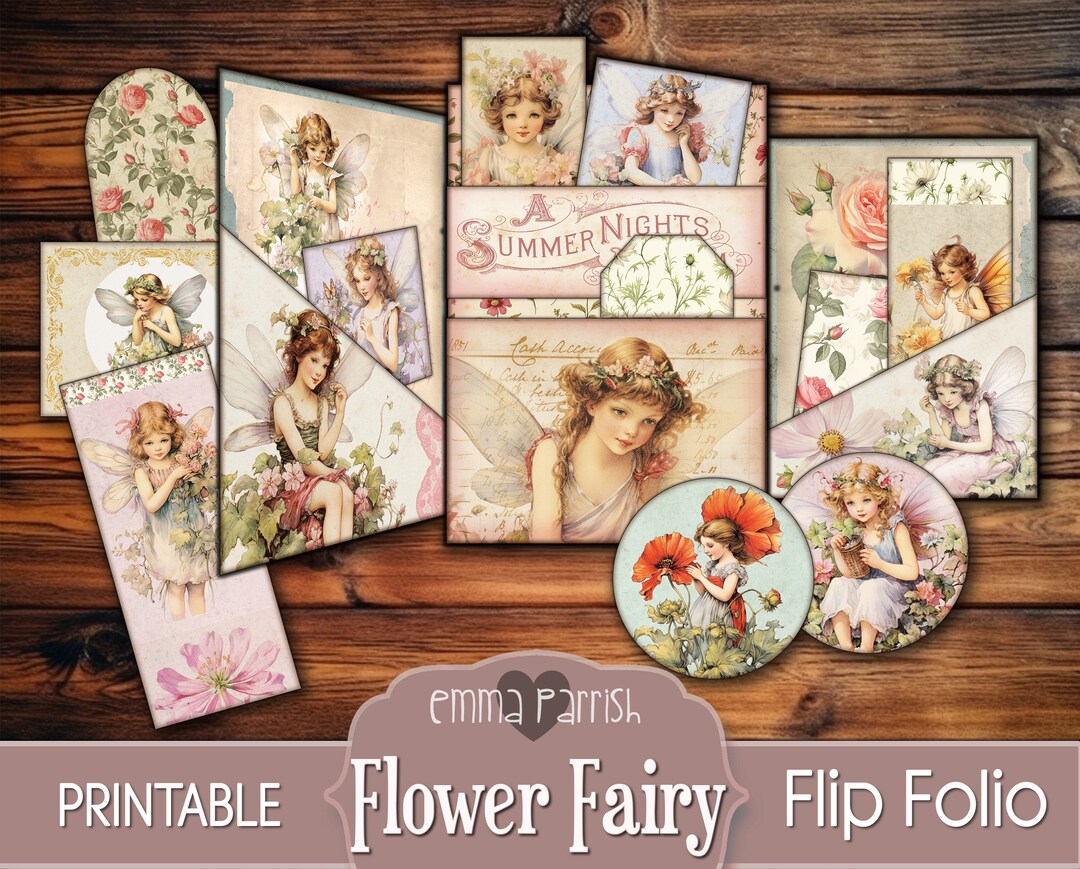 Flower Fairy Printable Junk Journal Topper, Fairies Flip Folio ...