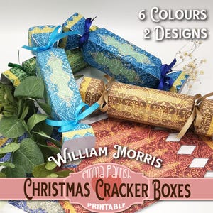William Morris Christmas Cracker Gift Box Printable, Christmas Gift Packaging, Junk Journal, Cricut, Papercraft, 6 Colorways, 2 Designs