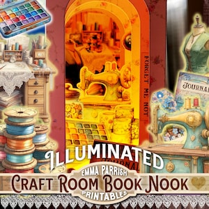 Craft Room Book Nook Printable Kit - Cricut Friendly, Sewing, Art, Junk Journal, Craft Supplies, Notions, Mailable Gift, Papercraft Download