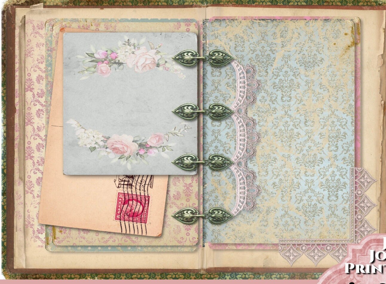 Vintage Printable Junk Journal Kit, Printable Memory Book Pages ...