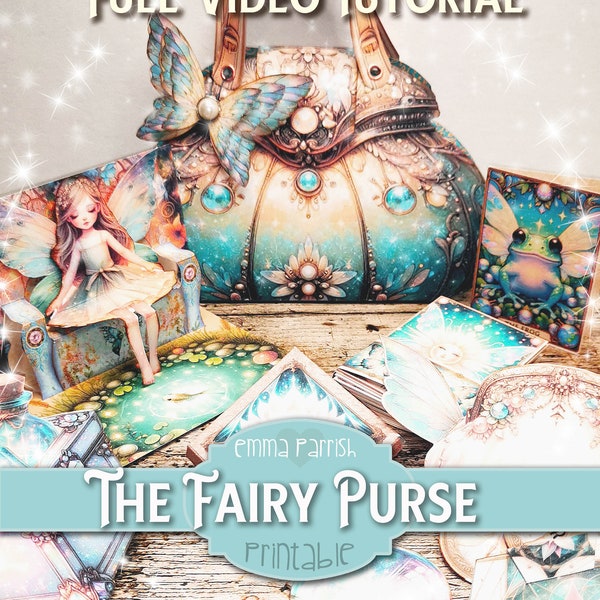 Fairy Purse Printable Junk Journal Folio, Fairies, 10 Interactive Papercraft Projects, Magical Fantasy, Fae Handbag, Wallet, Cardmaking