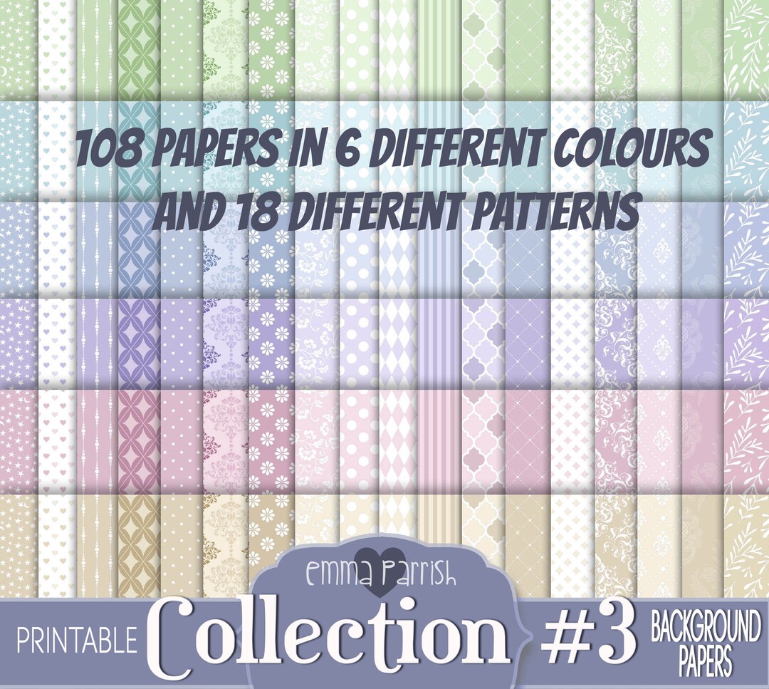 Patterned Printable Paper Kit Collection Junk Journal Scrapbook Patterned Printable Paper Kit Collection Junk Journal Scrapbook