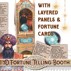 Fortune Teller Booth, Printable 3d Papercraft Kit, with Fortune Telling Cards, Whimsical Craft Gift, Video Tutorial, Cricut Tested, Download