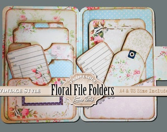 Junk Journal Printable File Folders, Digital Ephemera Pack, Journal Pockets, Digital Products, Vintage Pockets Tags Kit, Collage, Scrapbook