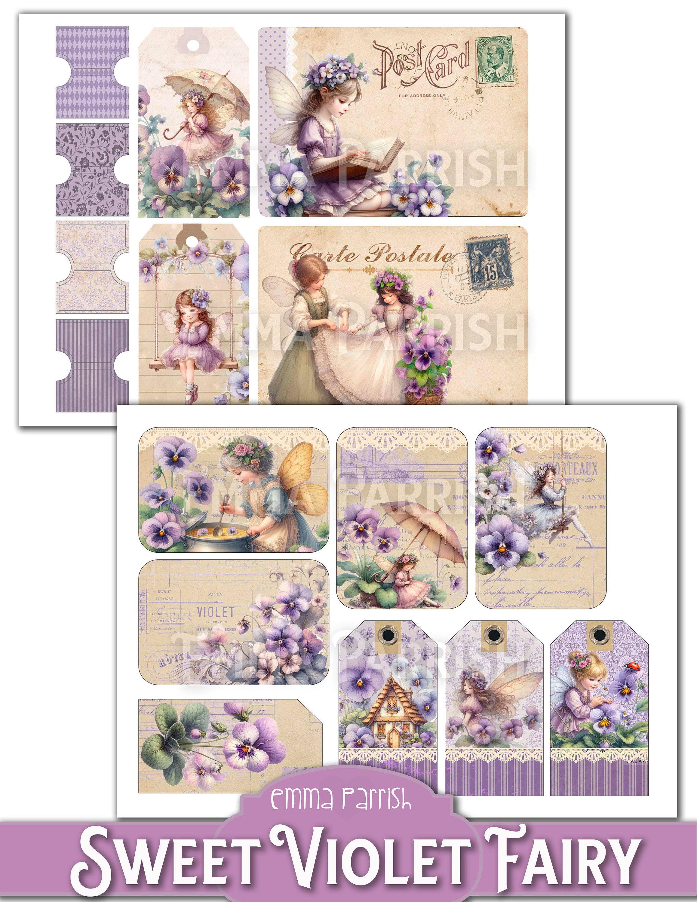 Sweet Violet Fairies Printable Journal Kit, Spring Flower Fairy Junk ...