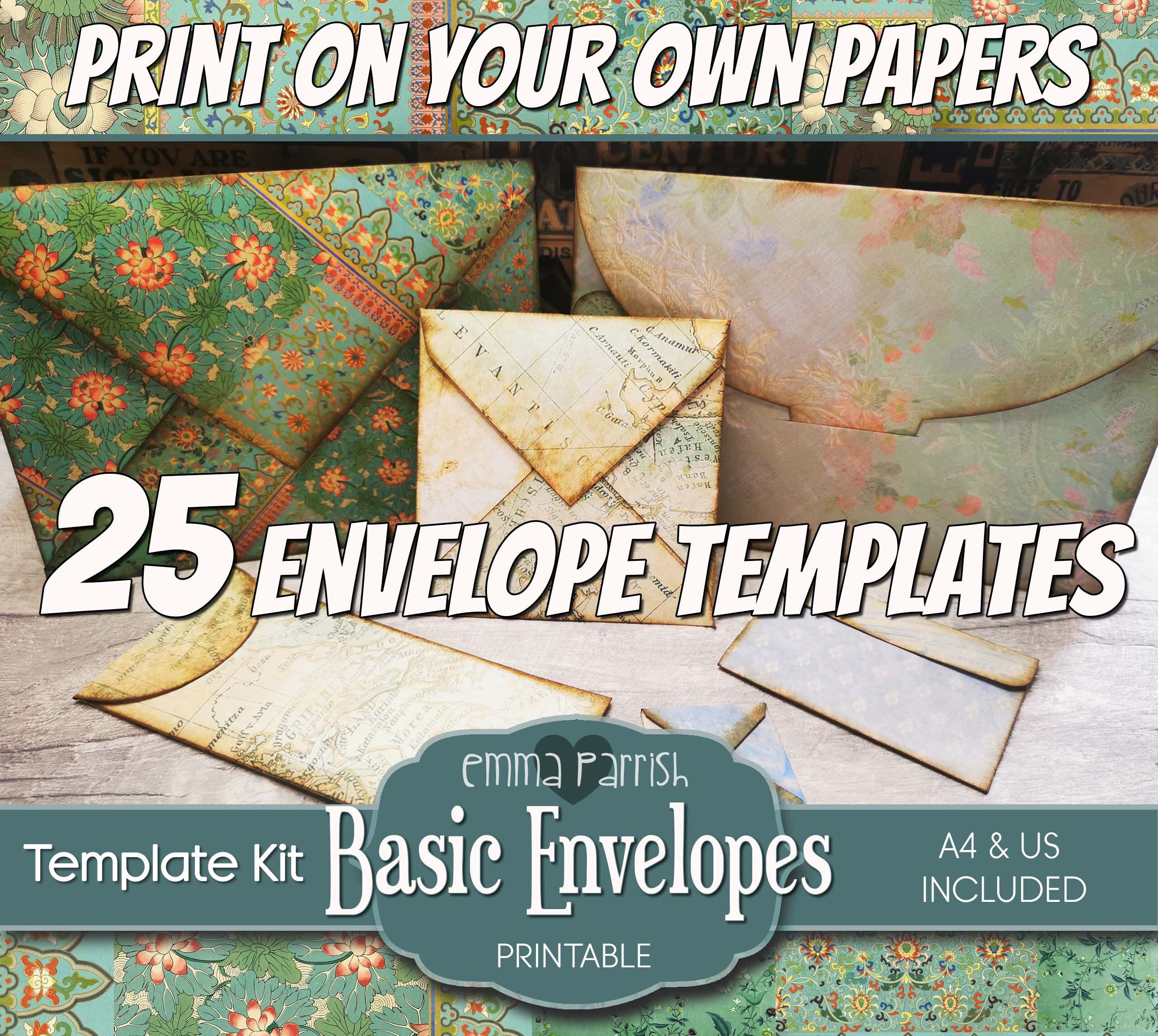 25 Printable Envelope Template Kit Junk Journal Ephemera Etsy UK