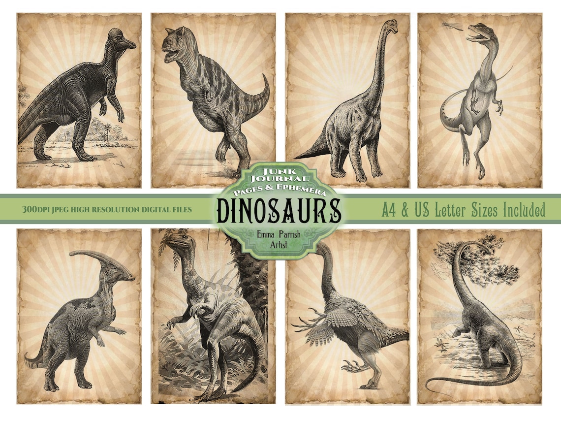 Dinosaur Junk Journal Printable Kit Boys Dinosaur Book Boys | Etsy