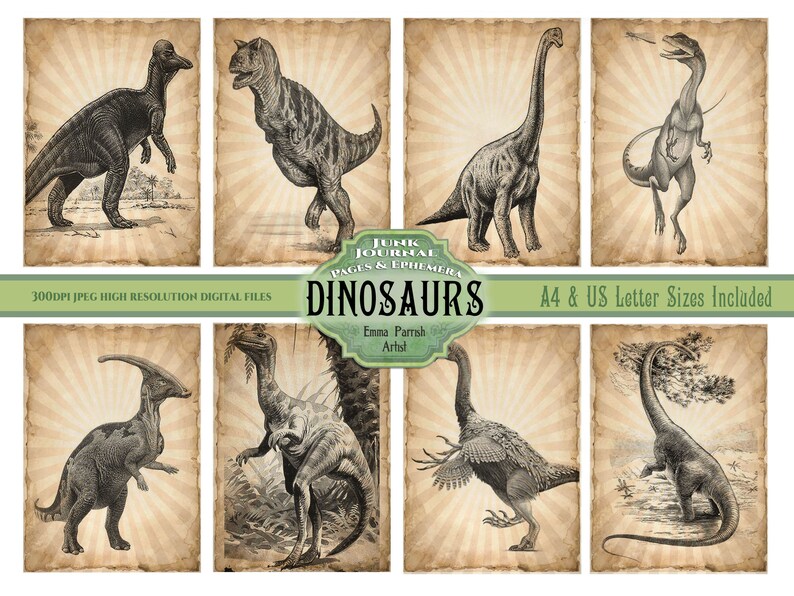 Dinosaur Junk Journal Printable Kit Boys Dinosaur Book Boys | Etsy