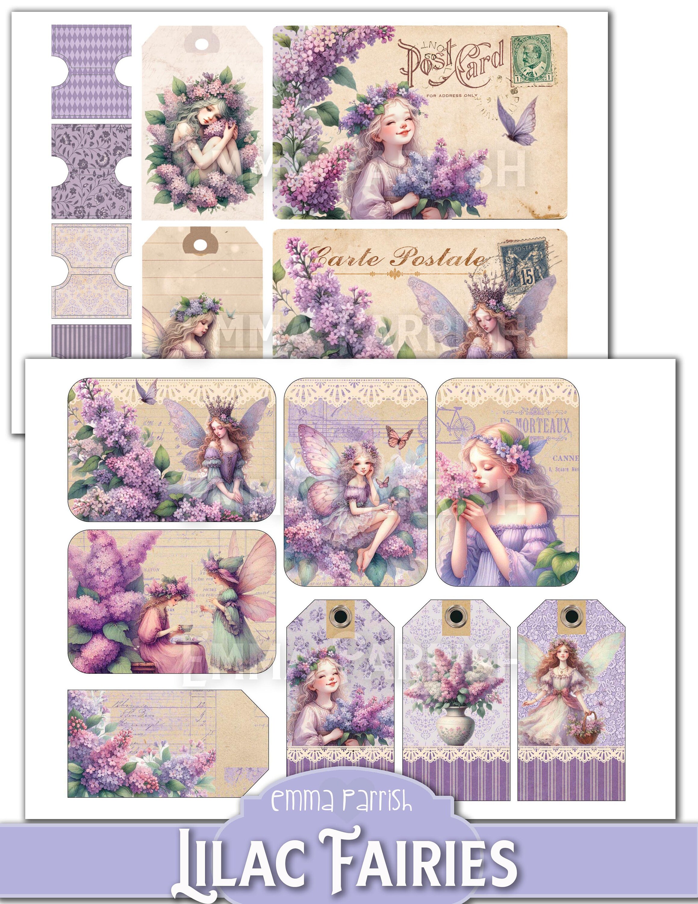 Lilac Fairies Printable Journal Kit, Spring Flower Fairy Junk Journal ...