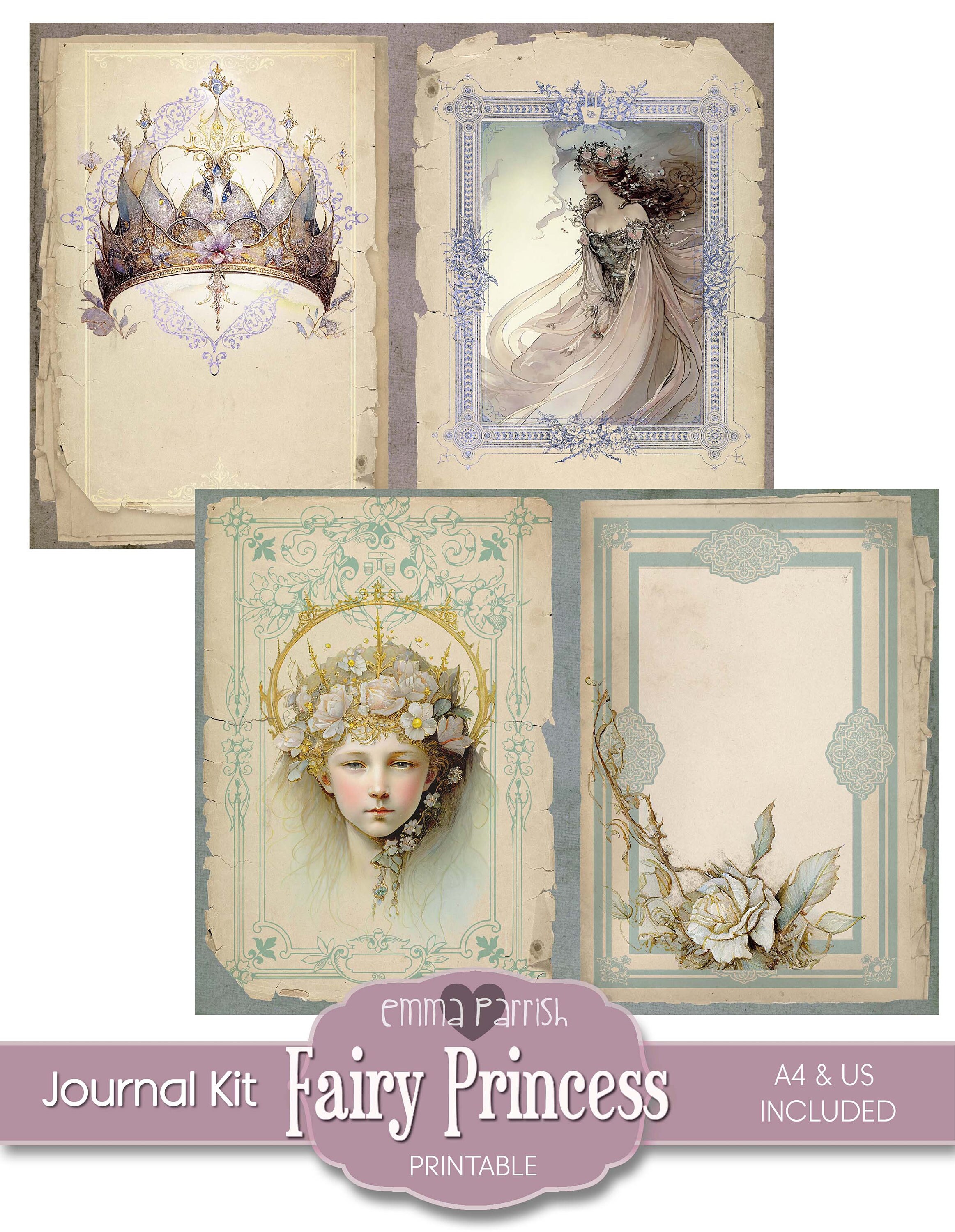 Fairy Princess Junk Journal Kit Printable, Vintage, Fantasy, Fairies ...