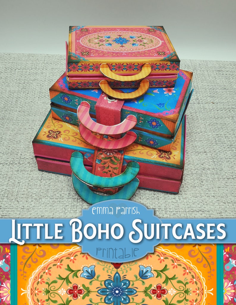 Printable Boho Suitcases, 3D Papercraft, Gift Boxes, Trinket Boxes ...