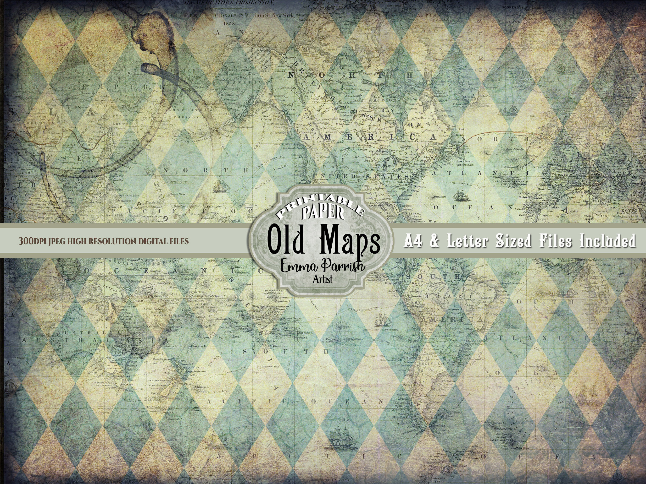 Printable Travel Junk Journal Papers, Old Map Pages, Vintage Printable ...