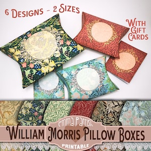 William Morris Gift Box Printable, Christmas Gift Packaging, Junk Journal, Cricut, Pillow Box Papercraft Printable, 6 Designs Kit & Tutorial
