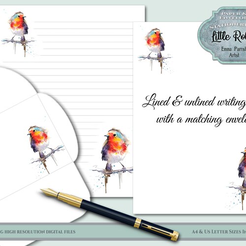 Robin Writing Paper Stationery Set Matching Envelope Bird A4 Etsy UK