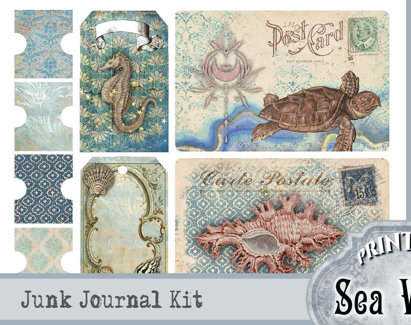 Sea Witch Junk Journal Printable Kit , Salt Witch Printable, Witch Kit ...