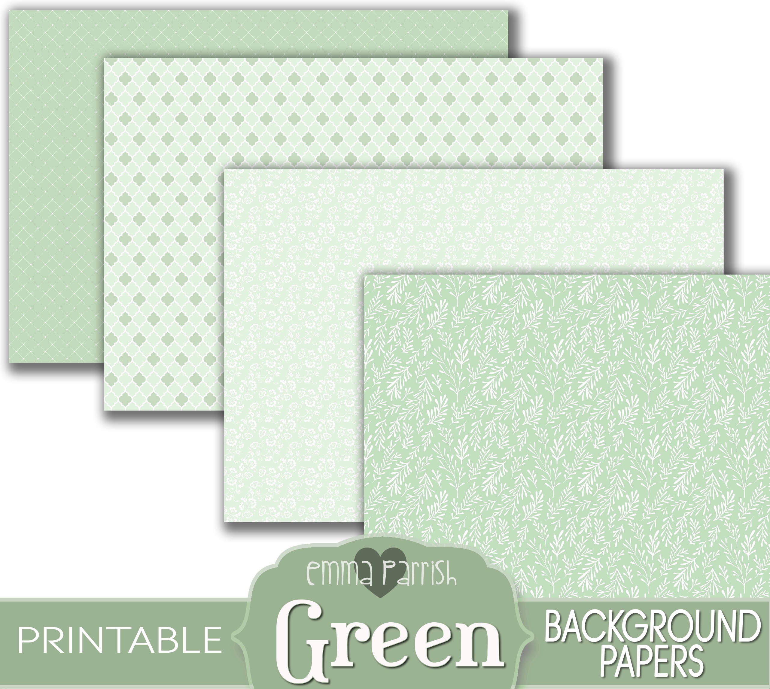 格安saleスタート ボ Green Patterned Journal Junk for Kit, Paper Printable 絵本