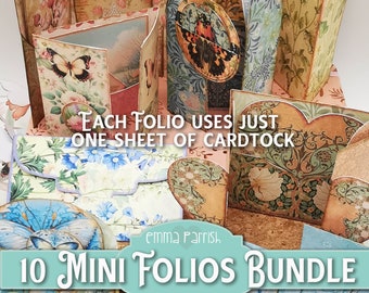 Mini Junk Journal 10 Folio Bundle, Printable, Tags, labels, Cards, Shabby Vintage Floral, Happy Mail, William Morris Journal Insert, Cricut