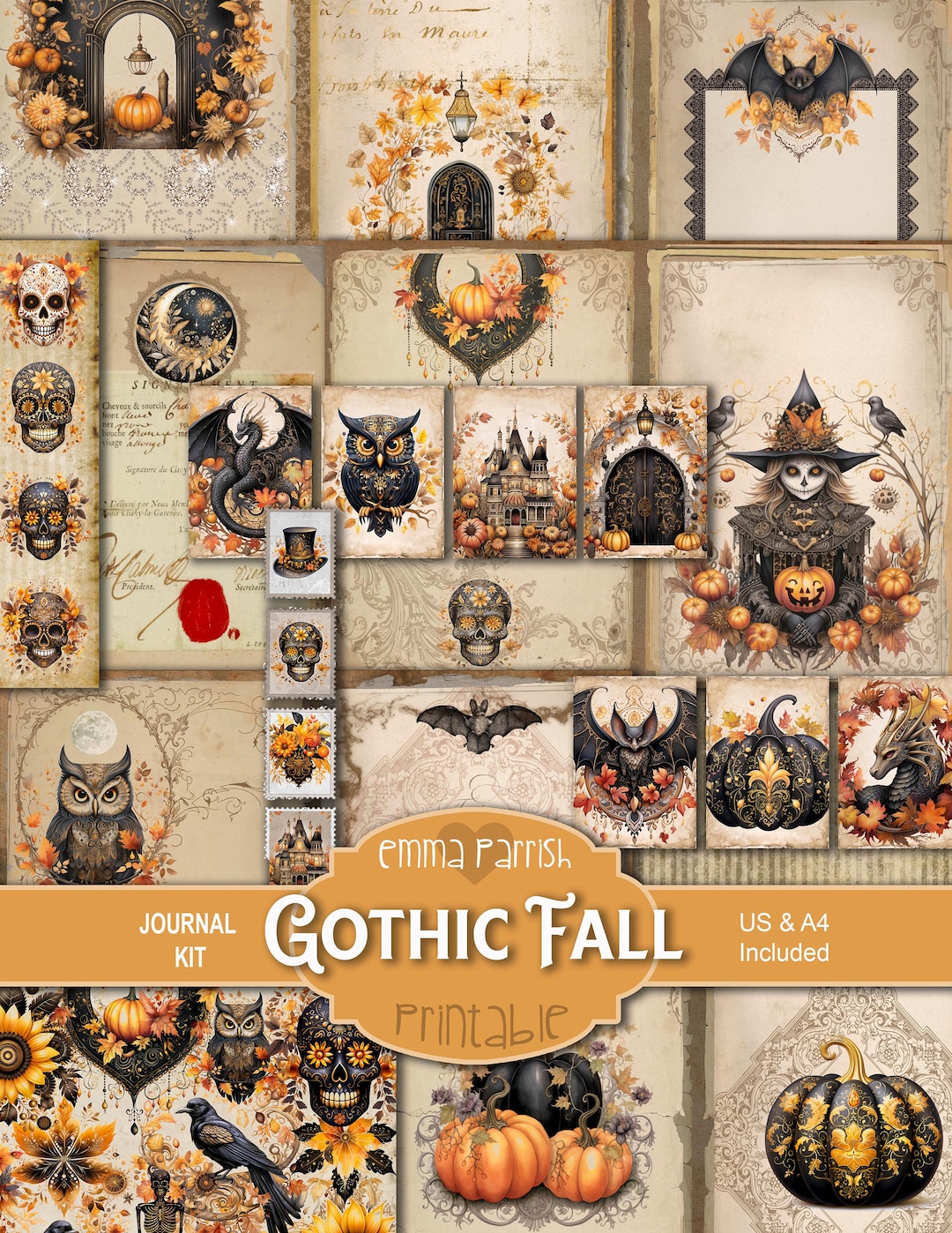 Gothic Fall Journal Kit, Autumn Printable, Pagan, Wiccan, Witch ...