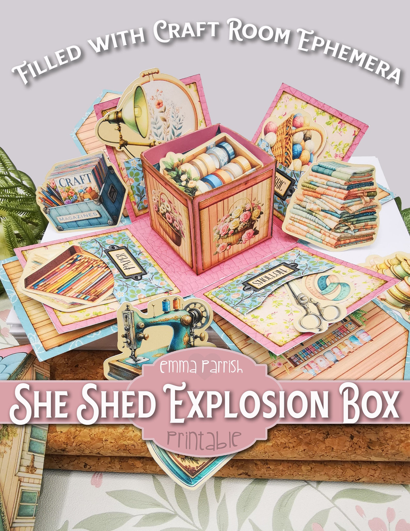 Printable Exploding Box Card, Craft Room, She Shed, Sewing, Junk ...