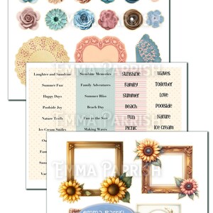 Summertime Scrapbook Printable Kit, PNG & Jpeg, Cricut, Canva, Memory ...