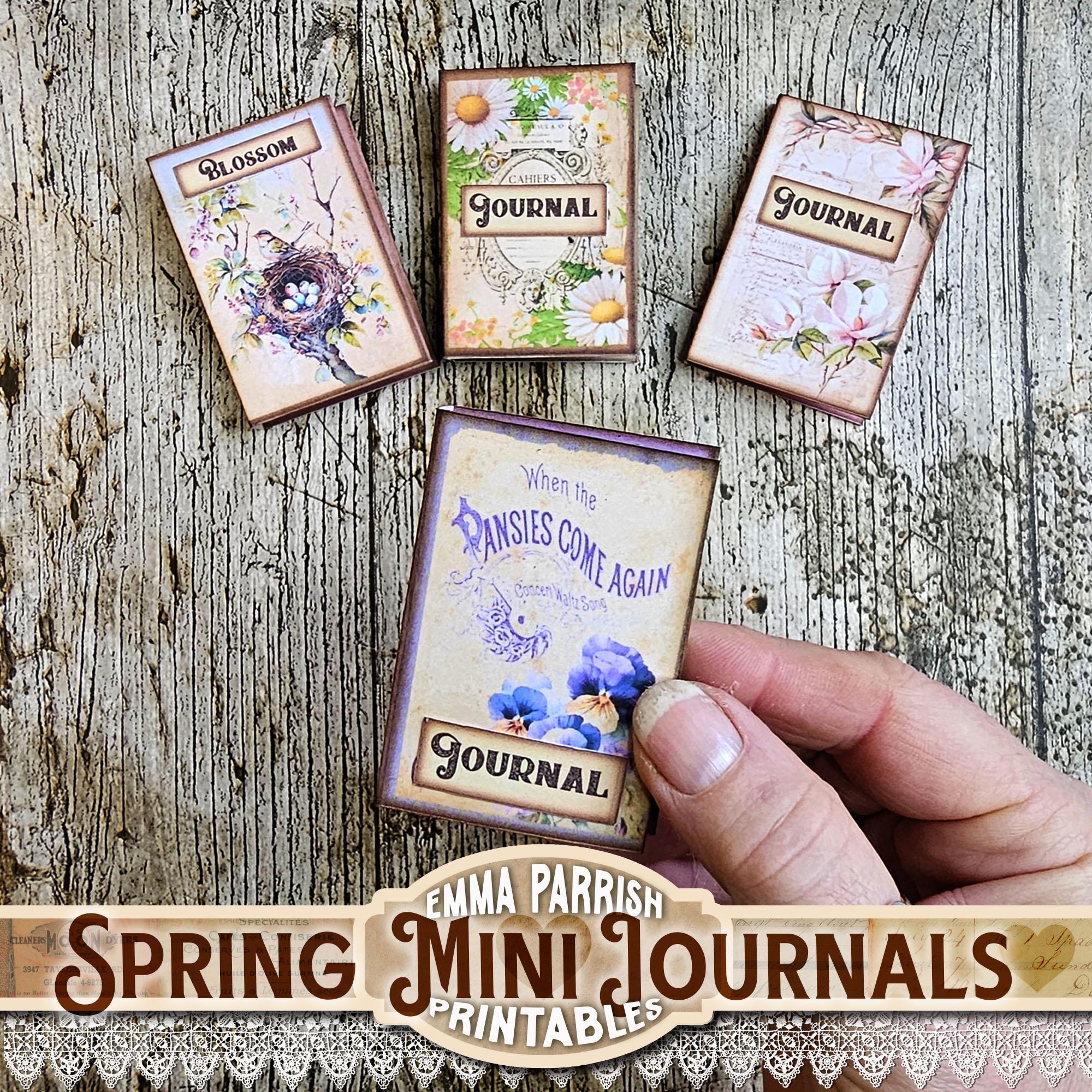 Mini Journal Back Printable Set of 4 Mini Spring Junk Journal Printables – Easter Floral Mini Books ...
