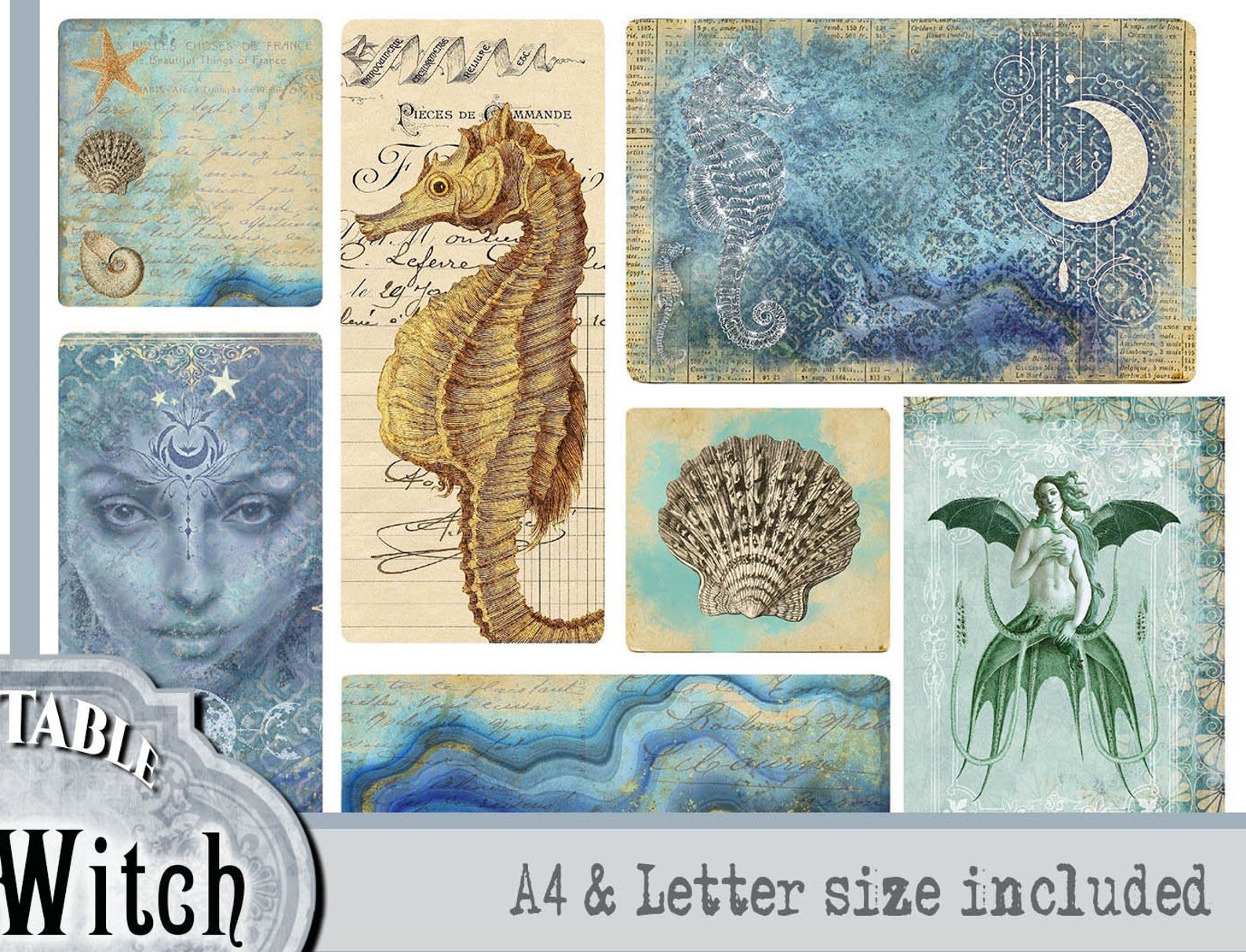 Sea Witch Junk Journal Printable Kit , Salt Witch Printable, Witch Kit ...
