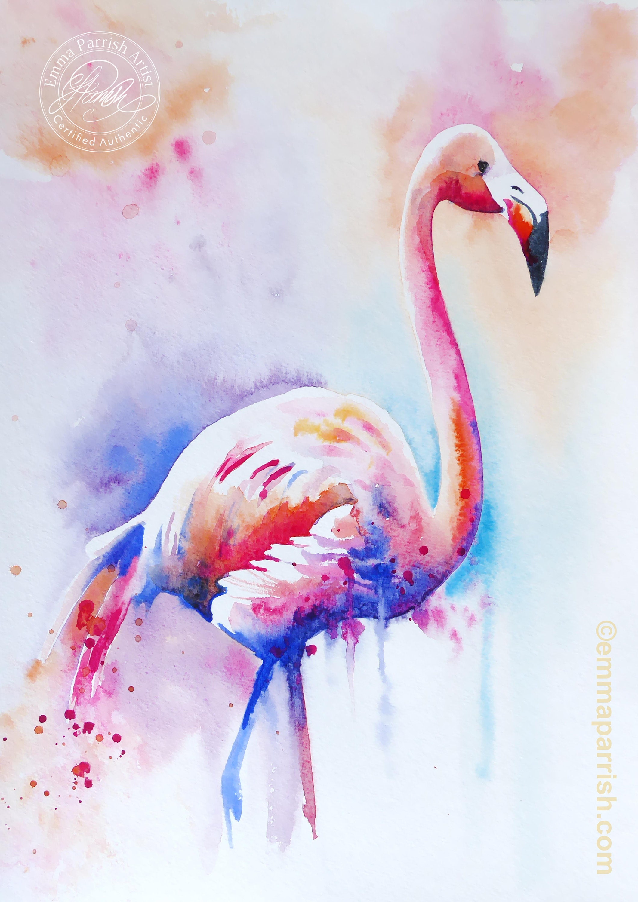 Flamingo Open Edition Print From An Original Watercolour Etsy