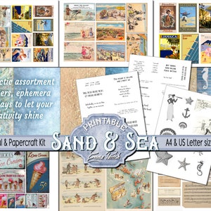 Sand & Sea Junk Journal Kit, Vintage Ocean Printable, Holiday Junk Journal Scrapbook  Papers, Seaside Ephemera, Beach Journal, Nautical Pack