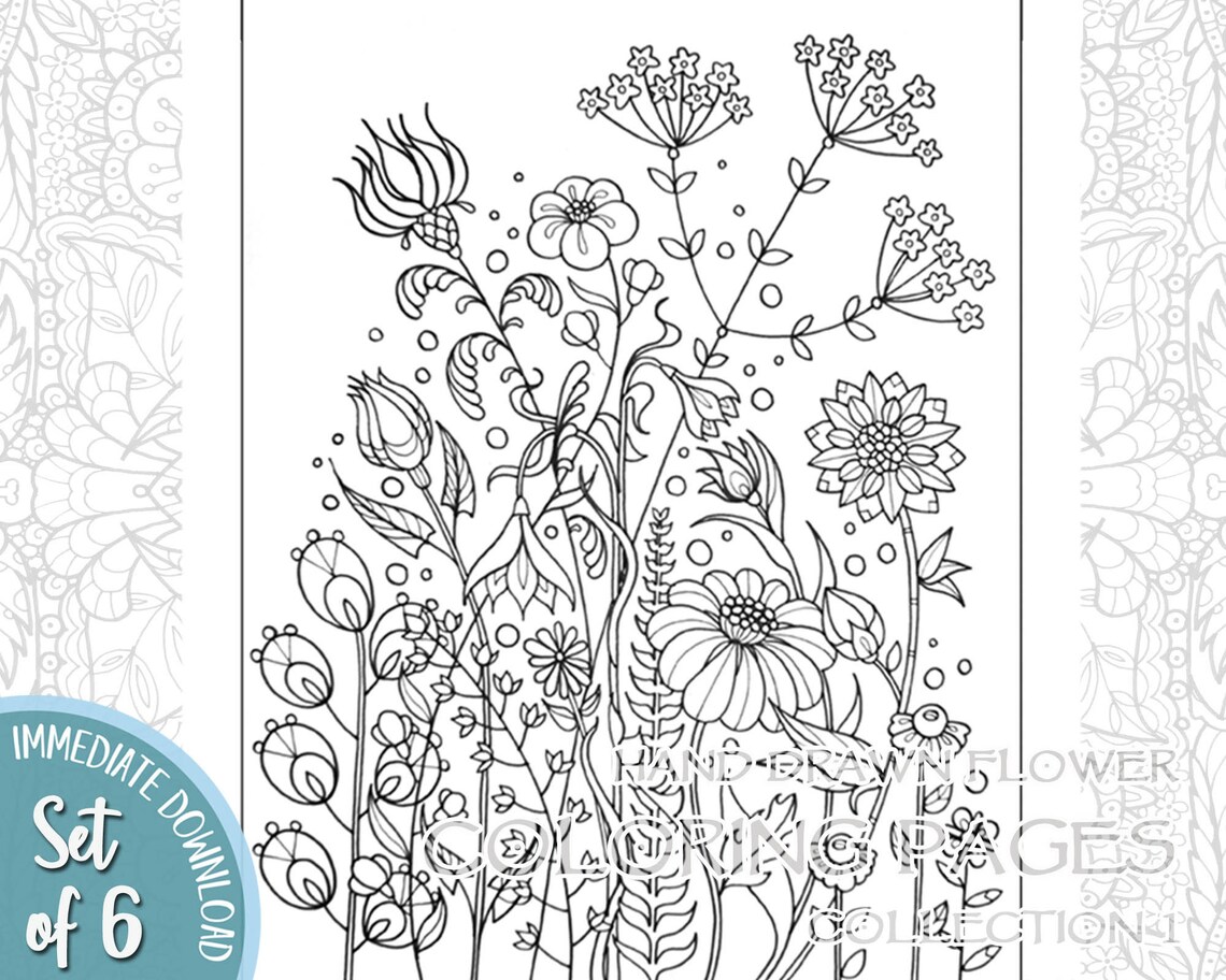 Download Adult Coloring Book Flower Colouring Pages Printable Digital | Etsy