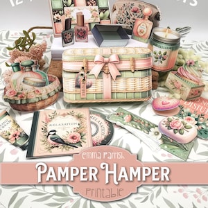 Pamper Hamper Printable Junk Journal Folio, Cricut tested, Love, Wellness, 10 Interactive Papercraft Projects, Wallet, Cardmaking