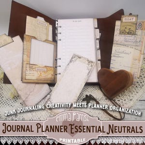Journal Planner Printables with Emma Parrish, Personal Size, Vintage Neutrals kit, Organiser Pages Bundle, Bullet Journal, Digital Download