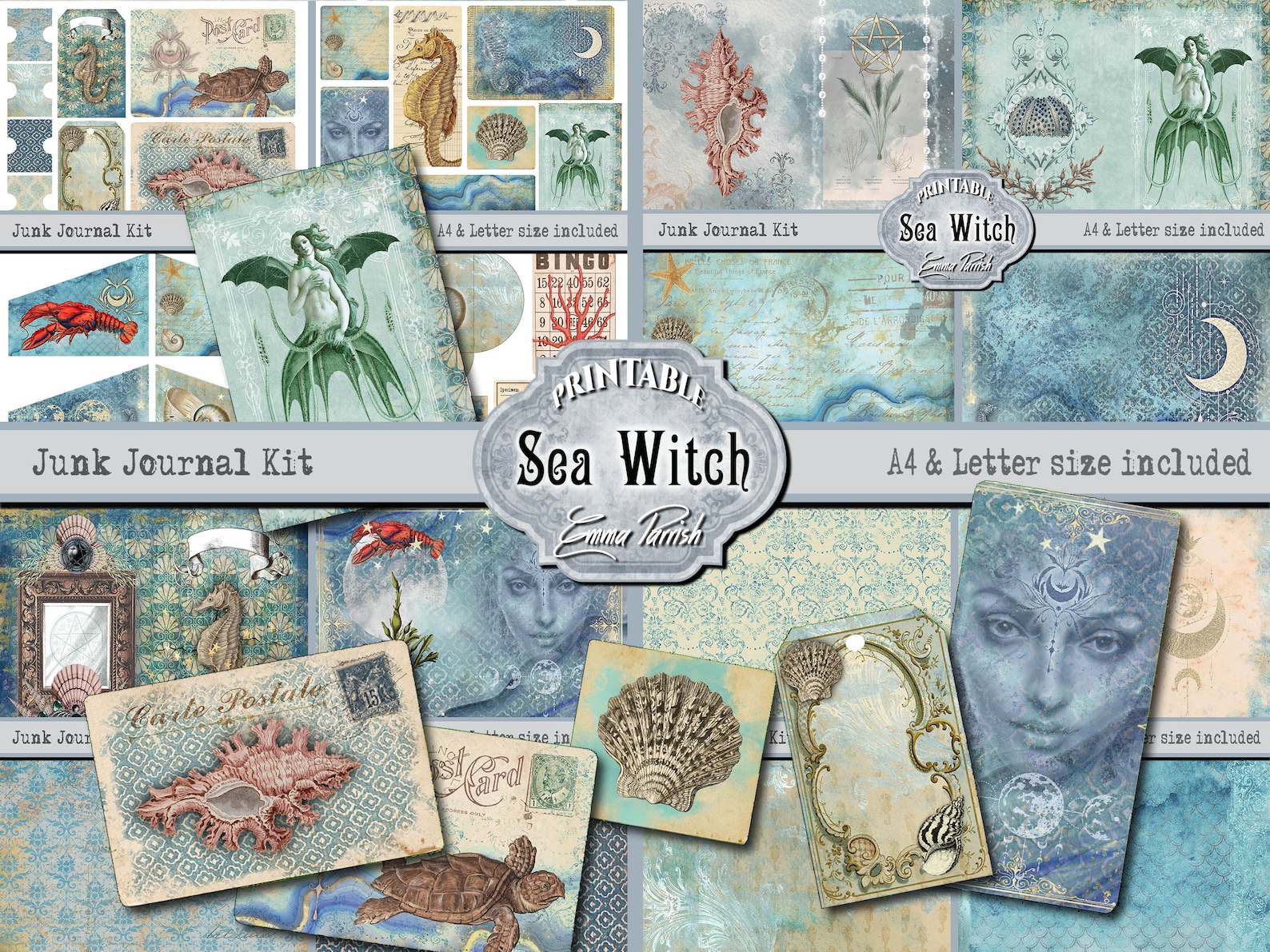 Sea Witch Junk Journal Printable Kit , Salt Witch Printable, Witch Kit ...