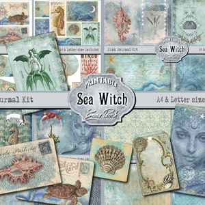 Sea Witch Junk Journal Printable Kit , Salt Witch Printable, Witch Kit, Witchy Junk Journal, Gothic Wicca Pagan Vintage Ephemera Pages,