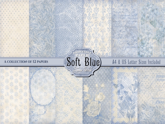 Soft Blue Printable Paper Pack Pretty Vintage Blue Junk - Etsy UK