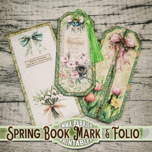 Spring Bookmark & Folio Printable, Envelope, Card Making Supplies, Easter Papercraft Gift, Cricut, Tutorial Video