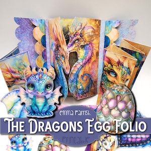 Dragons Egg Folio, Junk Journal Printable, Fantasy, Pastel,  journal ephemera, junk journal digital, dragon gifts, Cricut Tested