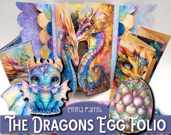 Dragons Egg Folio, Junk Journal Printable, Fantasy, Pastel,  journal ephemera, junk journal digital, dragon gifts, Cricut Tested